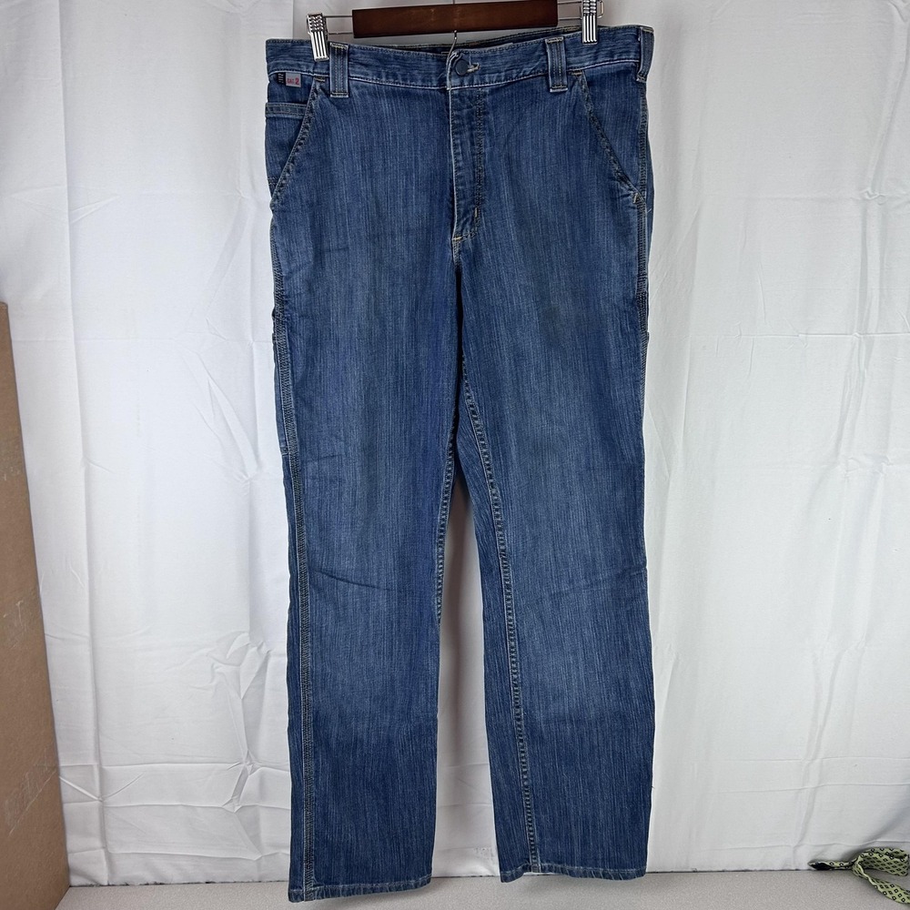 Carhartt FR Jeans Mens 34x34 Blue Relaxed Fit Flame Resistant Work Pants CAT2